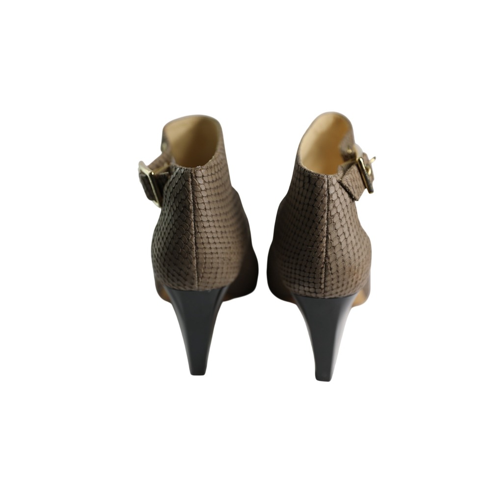 Jimmy‎ Choo Grey Snakeskin Peep Toe Ankle Booties Cutout Buckle Heels Size 38 - Picture 4 of 8